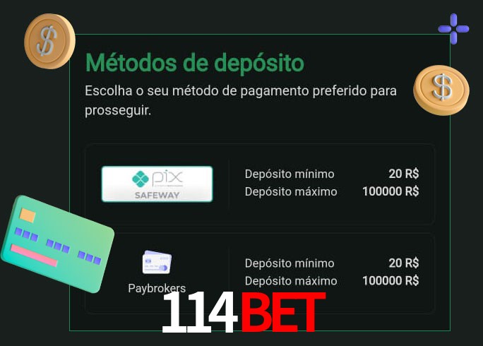 O cassino 114Bet oferece uma grande variedade de métodos de pagamento